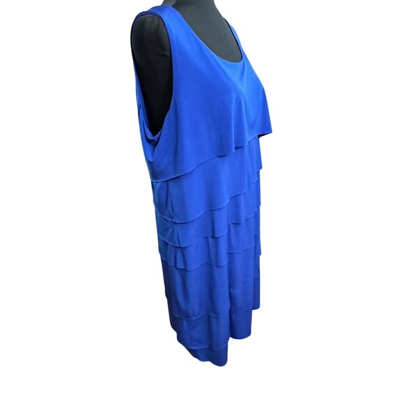 Chico's Dress Size 2 L Blue Layered Sleeveless Dress Flappers Style Royal Blue - Picture 4 of 16